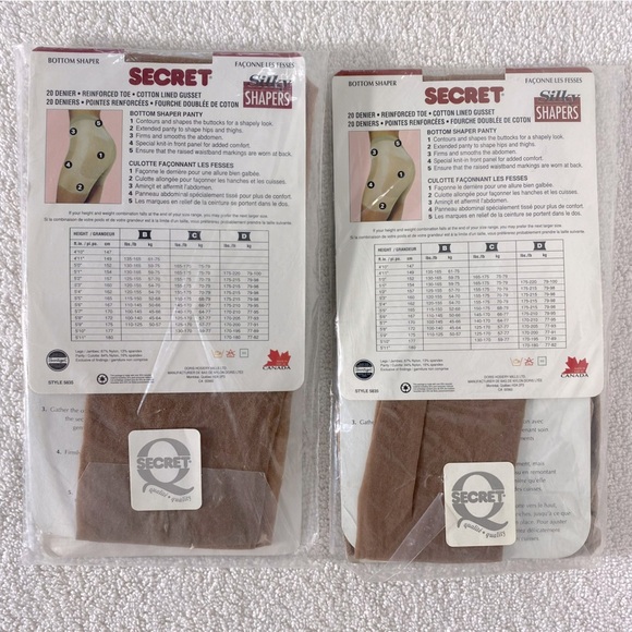 Vintage Secret Silky Shapers Pantyhose Tights In Neutral W Bottom Shaper X2 - Picture 5 of 6